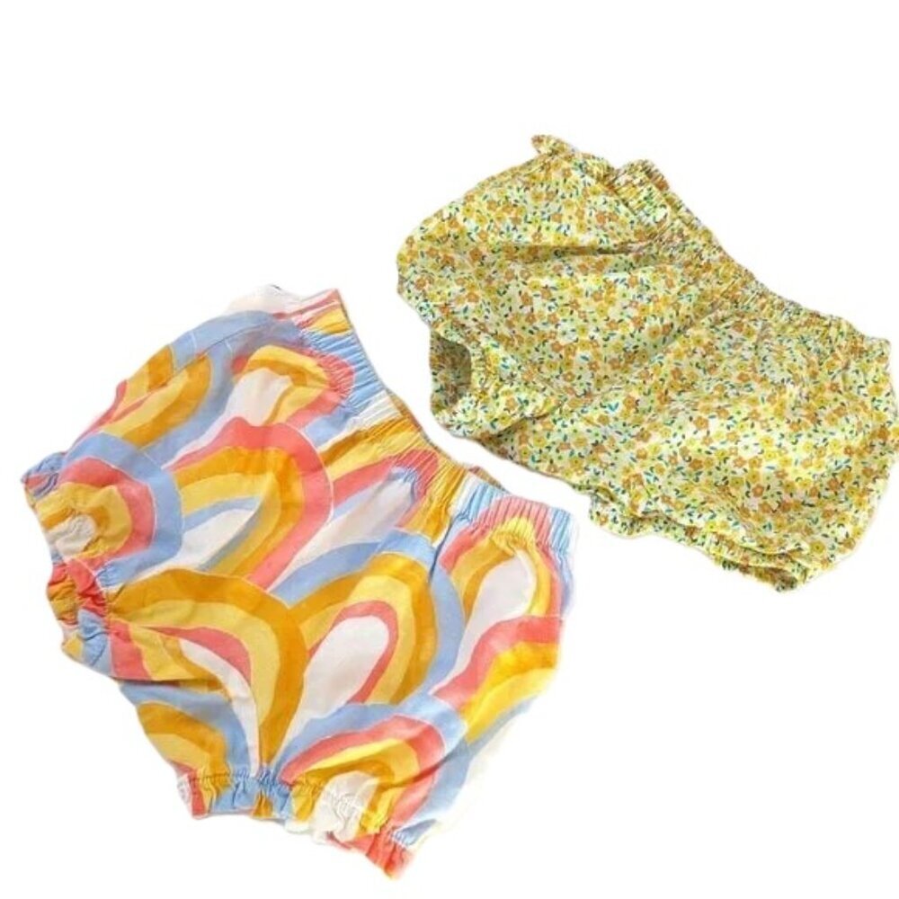 Tea Collection Bloomers Floral Bottoms Ruffle Shorts Rainbow‎ 2 Ct